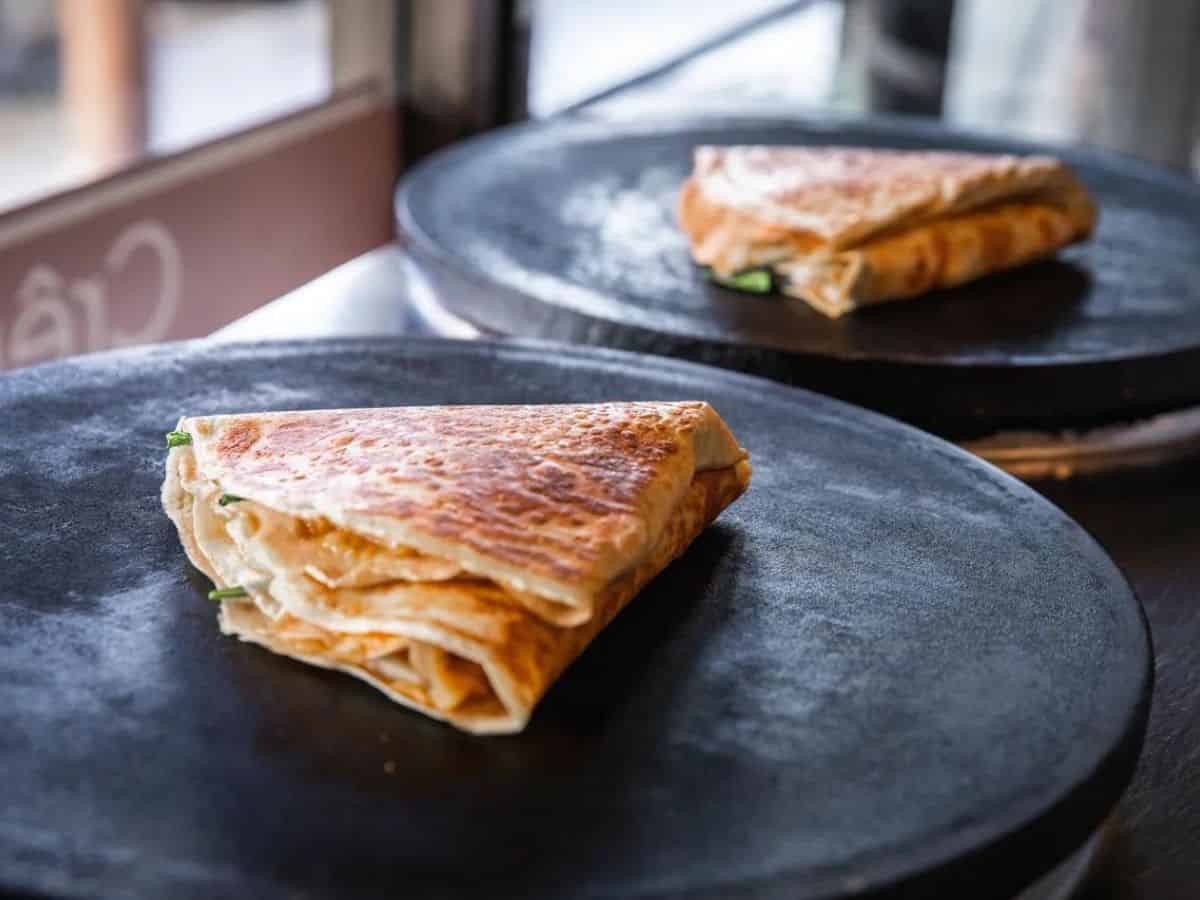 Two filled crepes at Amazing Crepes in Whitefish MT ready to serve