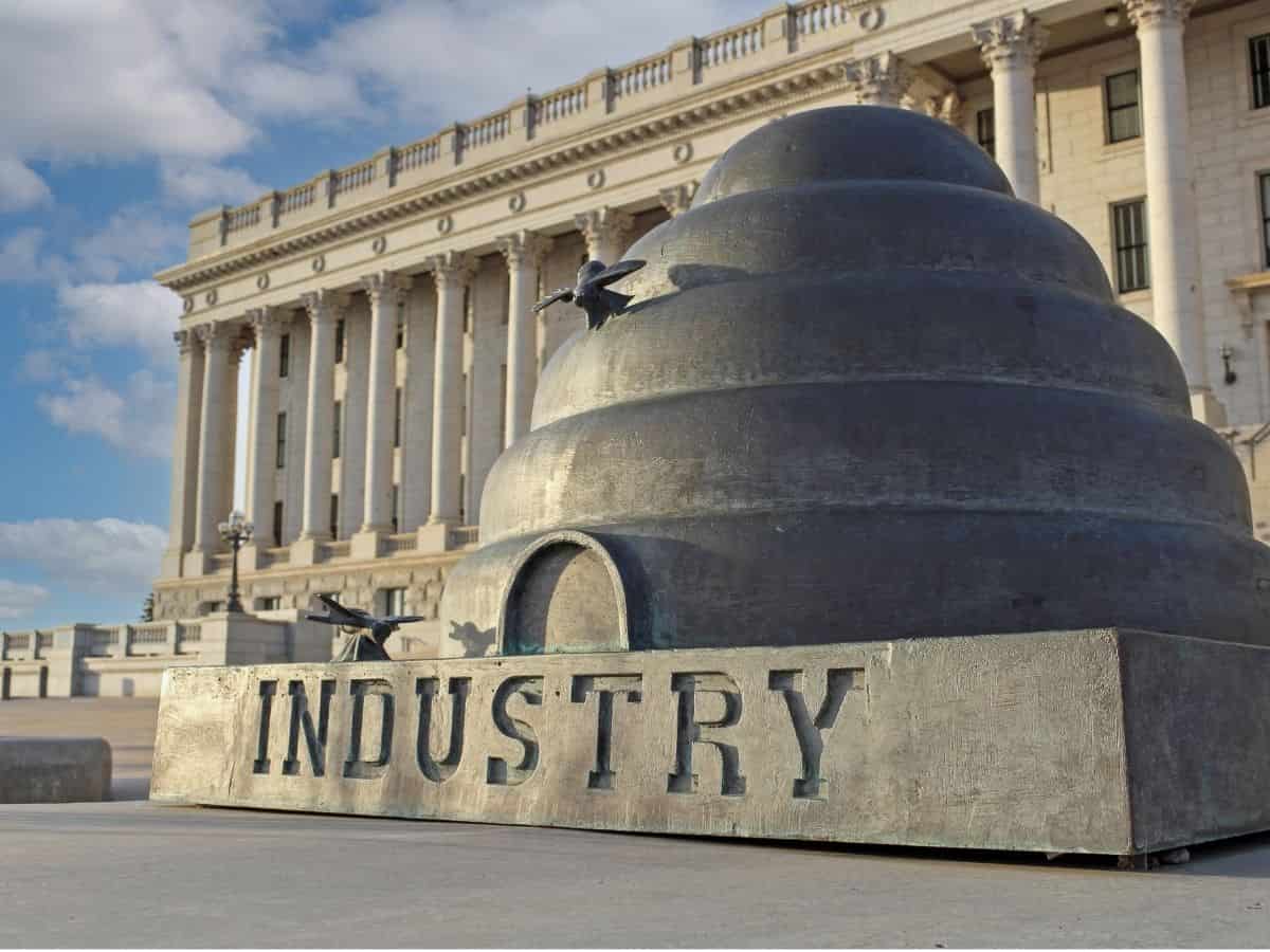 A beehive statue in front of the Utah Capitol in Salt Lake City.