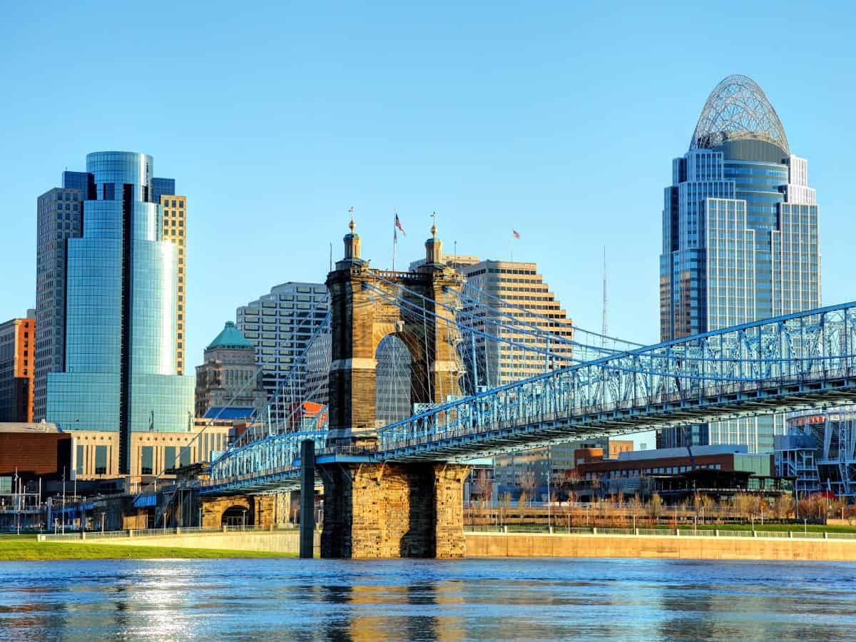 Roebling Bridge and Cincinnati Skyline