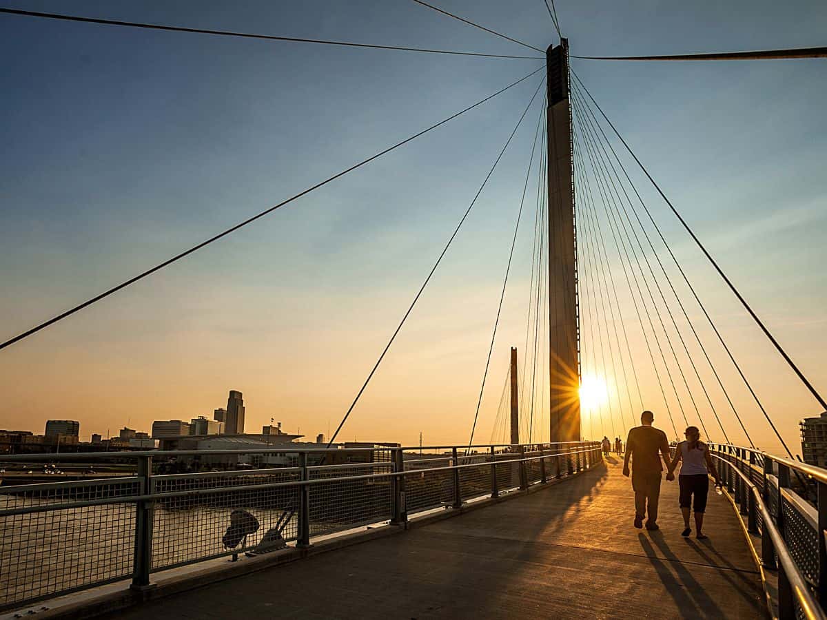 Couple Walking Across Bridge in Omaha - Visit Omaha