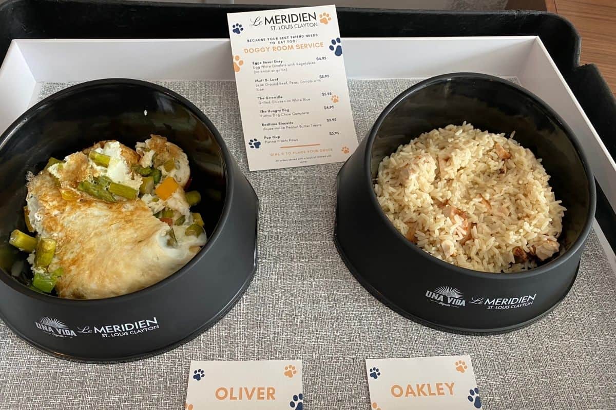 Dog room service menu at Le Meridien St. Louis Clayton
