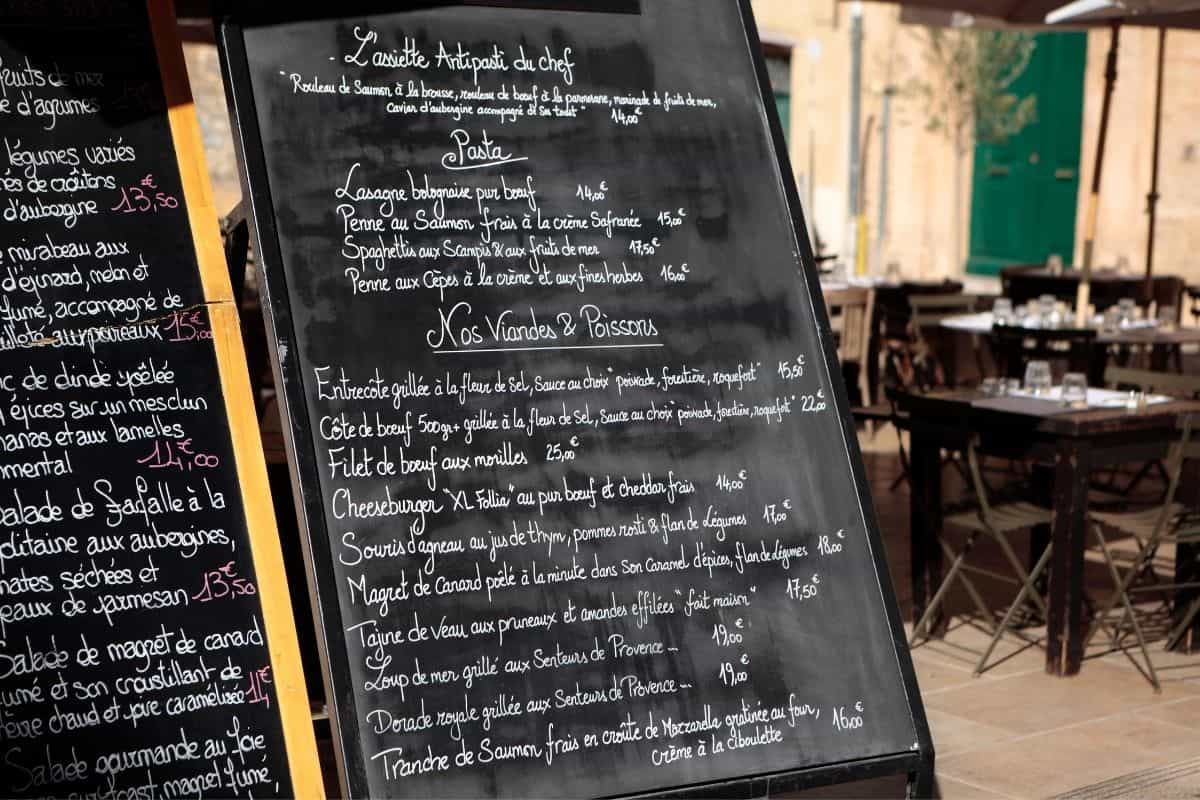 French Menu in Paris