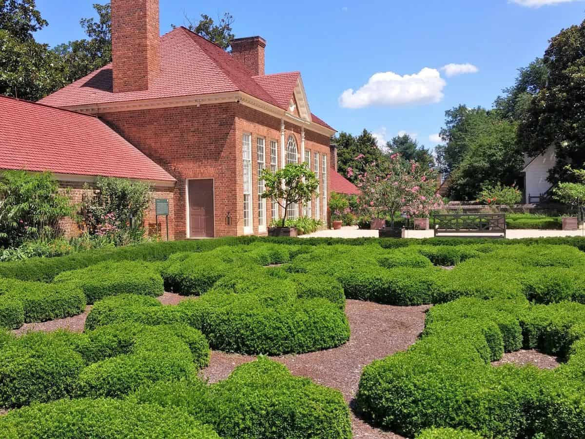 A garden outside the greenhouse at George Washington's Mount Vernon.