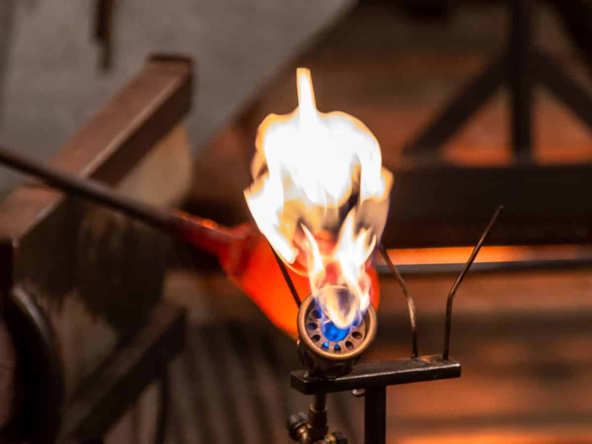 Glass being blown in the Hot Shop in Tacoma, WA.