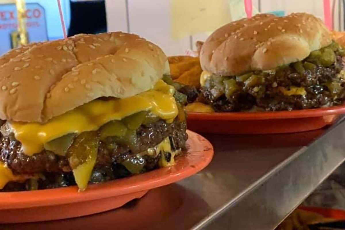 Green Chile Cheeseburgers at Sparkys in Hatch, NM