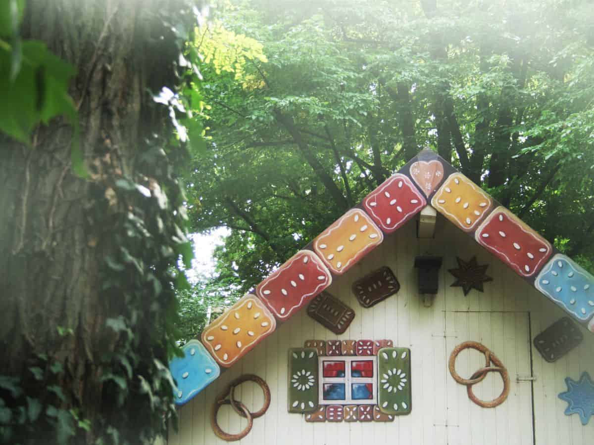 A gingerbread house, inspired by the Grimms' Brothers story of Hansel and Gretel.