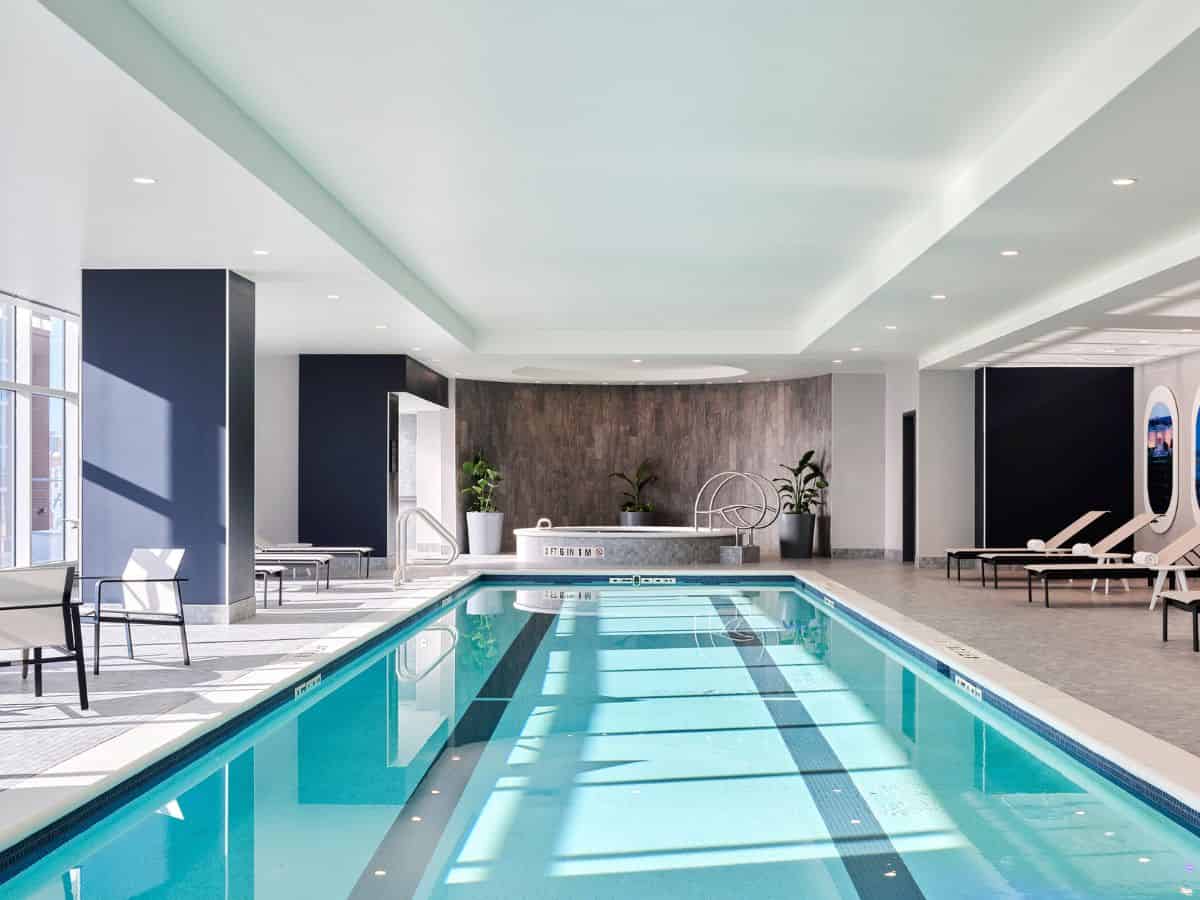 The indoor swimming pool at Loews Kansas City Hotel.
