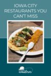 Plate of Mexican food with tacos, rice, beans, and a lime wedge is featured in an image promoting must-visit restaurants in Iowa City.