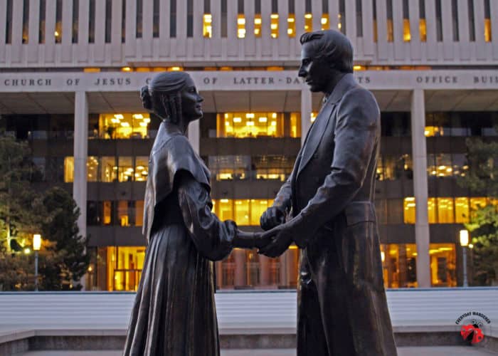Statue of Joseph and Emma Smith in Salt Lake City's Temple Square