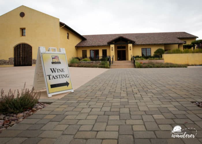 The yellow adobe exterior of Las Positas in Livermore.