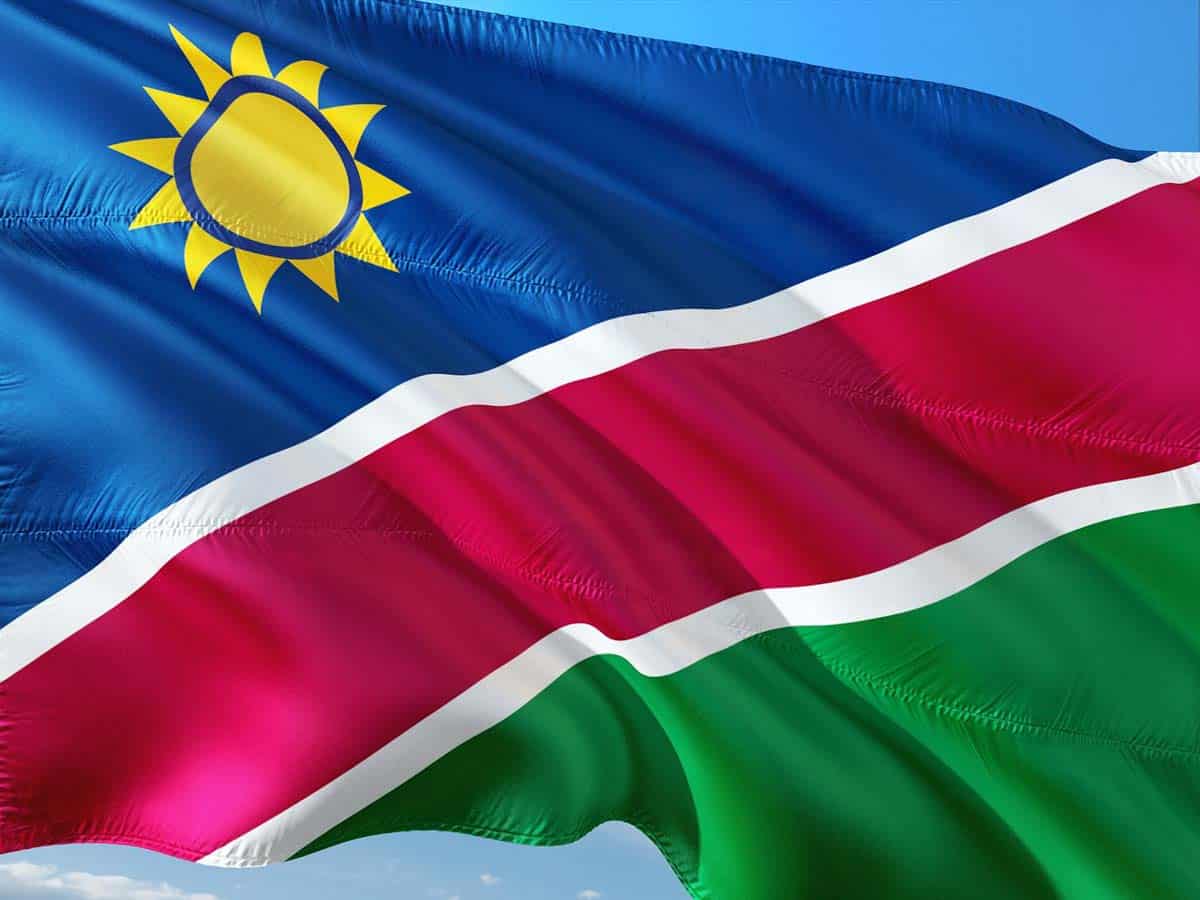 Namibia has a sun flag with a sun in the left corner.