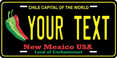 Red and Green Chiles on a Black License Plate