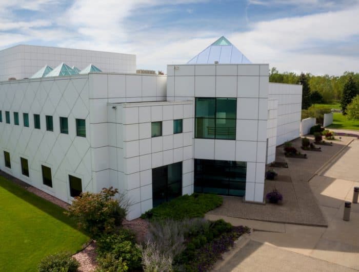 A white building housing Prince's former home and recording studio.