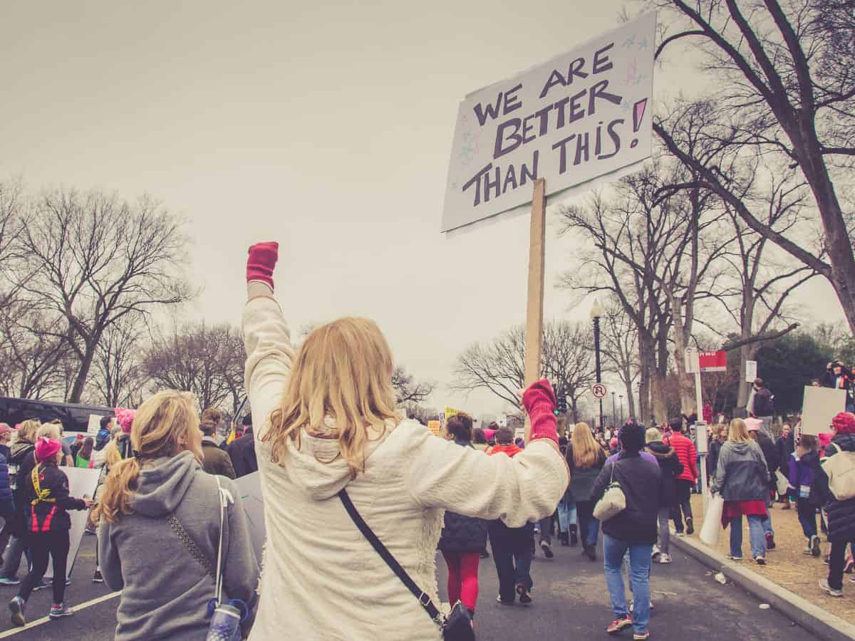 People Marching in the Street in Protest