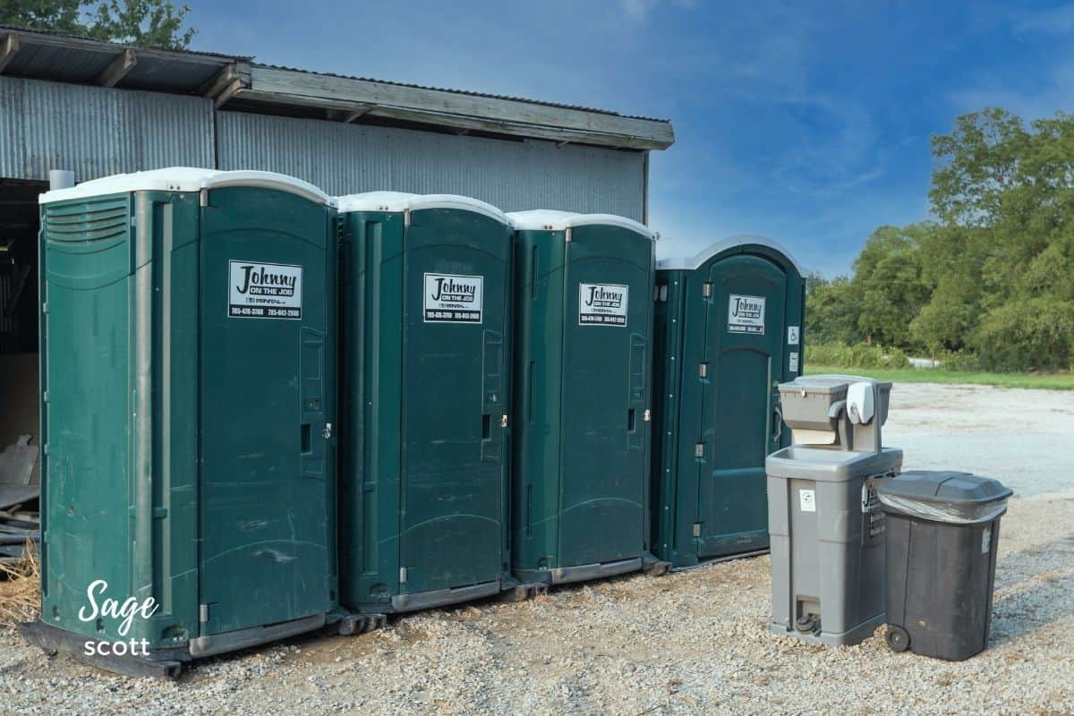 Porta Potties Outside Sunflower General in Lawrence KS