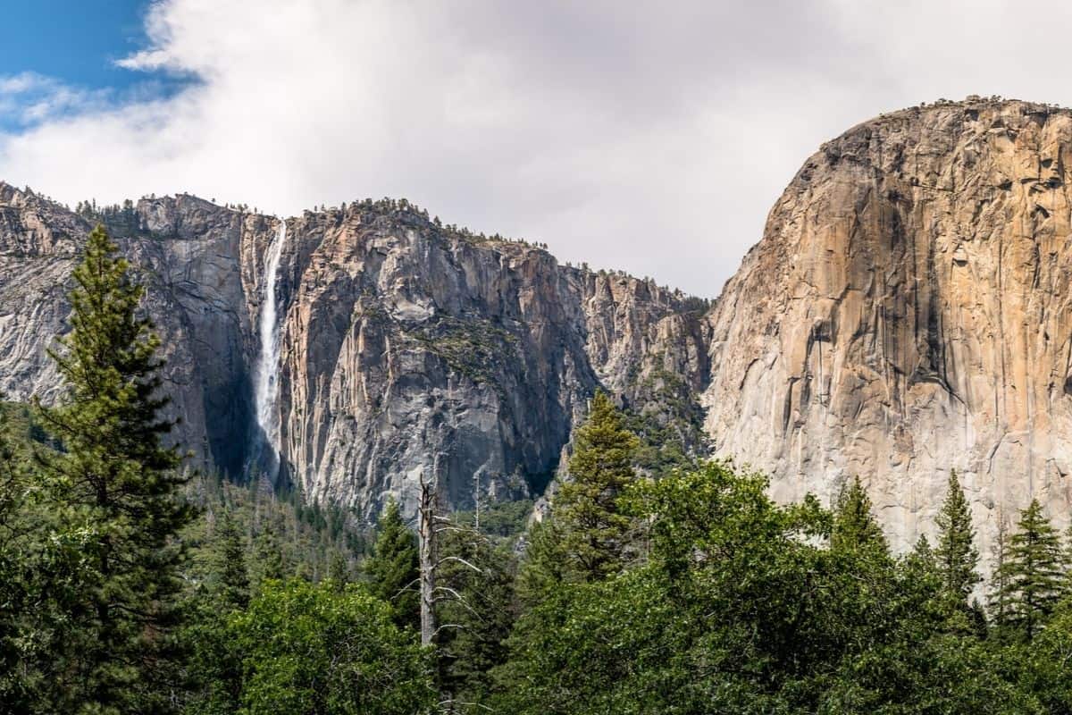 Ribbon Fall is a waterfall at Yosemite that cascades down the backside of El Capitan.