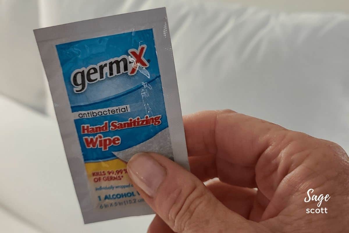 Sanitizing wipes in the guest rooms at Le Meridien St. Louis Clayton