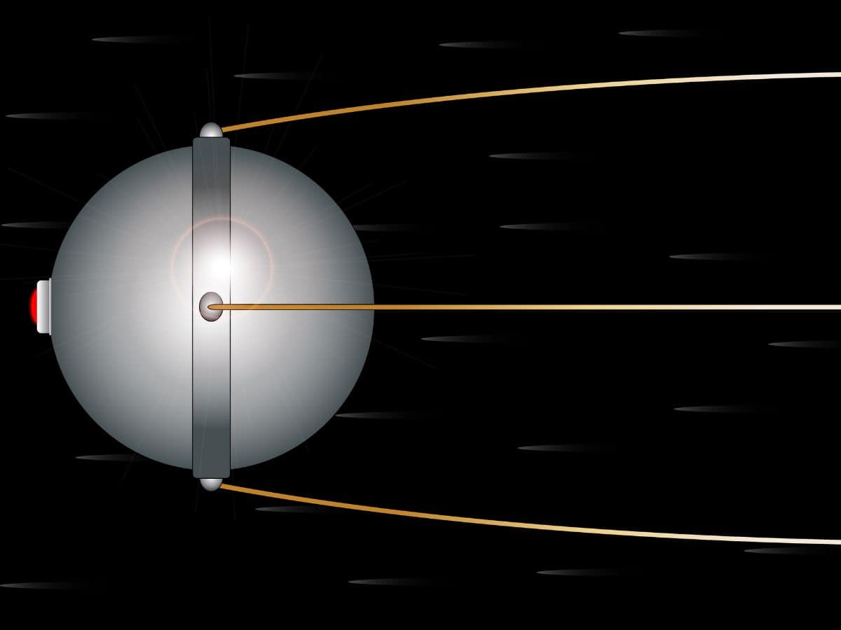 Sputnik against a dark background.