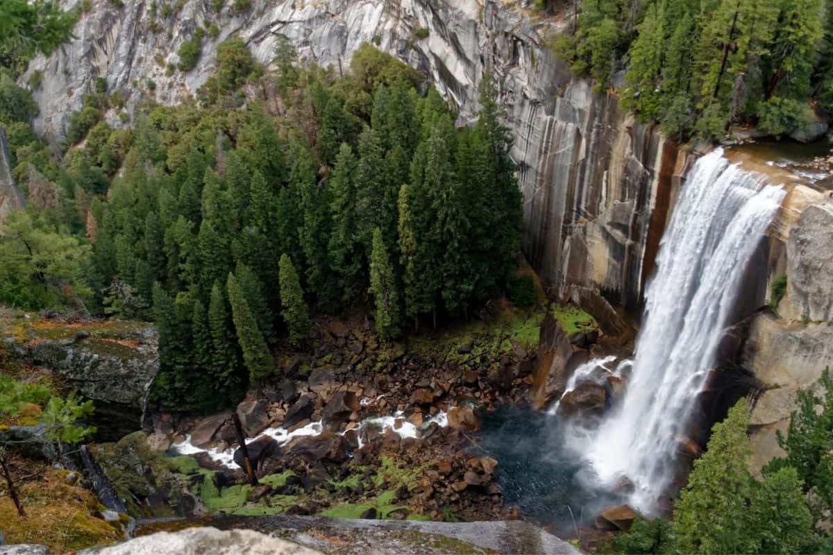 Yosemite's Vernal Fall viewed from above.
