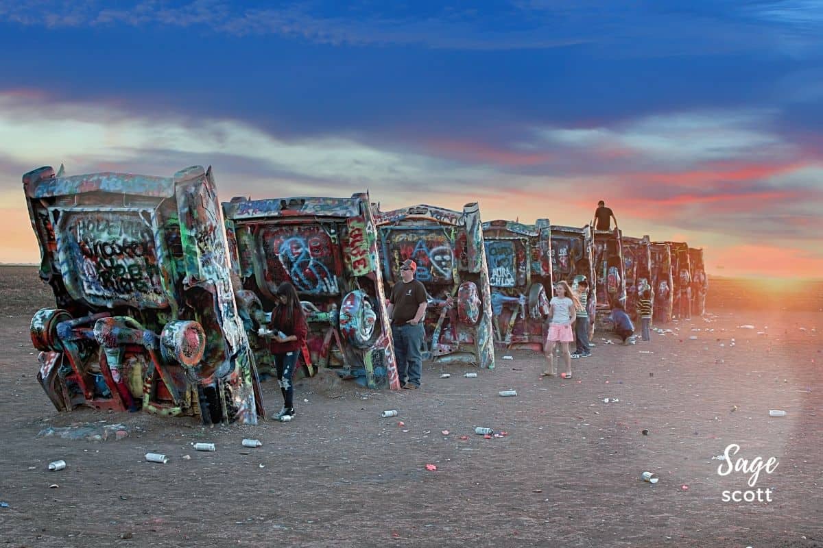 Walking Along Cars at Cadillac Ranch