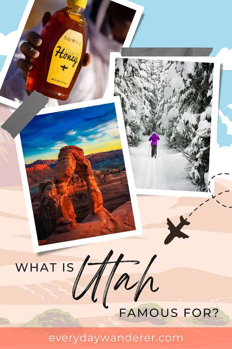 What is Utah famous for? A graphic showing Arches National Park and more.