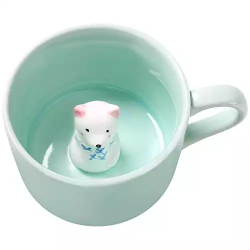Lemon Park Surprise 3D Coffee Mug Animal Inside 8 oz with Baby Polar Bear,Handmade Ceramics Cup,Christmas Birthday Surprise for Friends Family or Kids,Best Office Cups(8 oz Polar Bear)