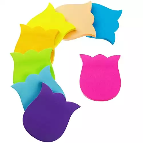 Sticky Notes, 560 Sheets 3 3 Inches Tulip Shape Self Sticky Notes Pad, Colour Sticky Notes, Bright Colors Self-Stick Pads for Home Office Notebook(8 Color)
