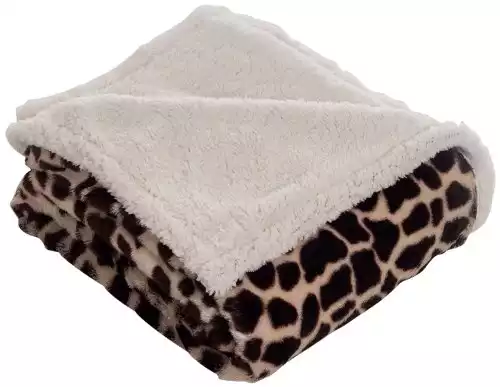 Lavish Home Giraffe Fleece Sherpa Blanket Throw 50 x 60 inch