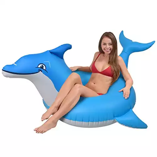 GoFloats Dolphin Pool Float Party Tube - Inflatable Rafts for Adults & Kids