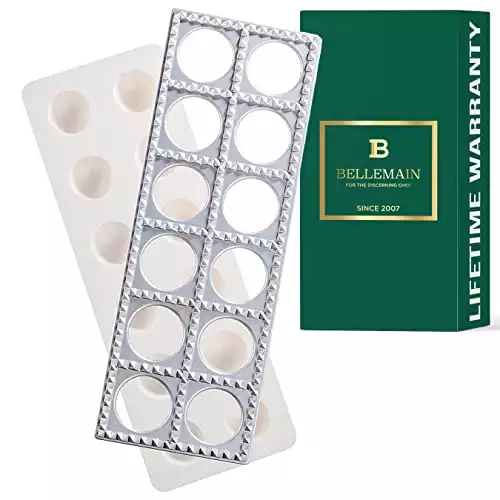 Bellemain Ravioli Maker Press | Pelmeni Mold, Pierogi Press, Potsticker Meat Pie Dumpling Maker, Ravioli Stamp Pasta Making Kit, Pasta Making Tools, Ravioli Press Mold | Makes 12 Ravioli, 1. 5