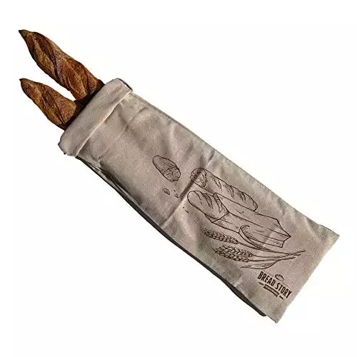 Linen Bread Baguette Bag - Single 8 x 27" Ideal for Homemade Baguette Bread, Unbleached, Reusable Food Storage, Housewarming, Wedding Gift, Storage for Artisan Bread - Bakery & Baguette