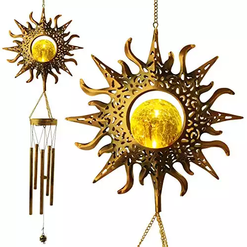 Sun Solar Wind Chimes,Father Garden Decorations Outdoor, 2023 New dad Gardening Gifts, for All Father/mom/Women/Grandma/Daughter/Aunt/Friend/Wife, Yard Decor,Gardening Gift, Birthday Gift