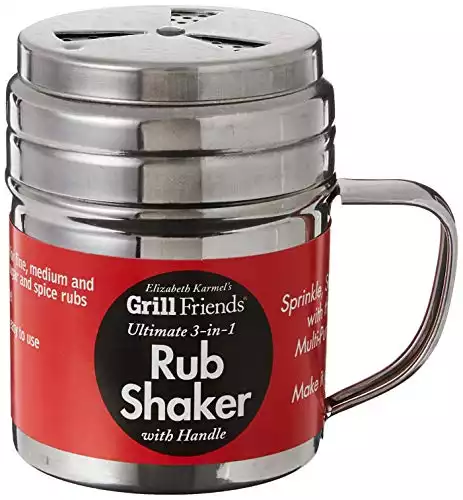Elizabeth Karmel s Adjustable Dry Rub Shaker with Holes for Medium and Coarse Grind Seasonings, Stainless Steel, 1-Cup Capacity
