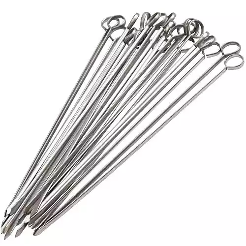 Blue Donuts 24 Pack Kabob Skewers for Grilling 12 Inch - BBQ Grill Grilling Accessories, Stainless Steel, Pack of 24