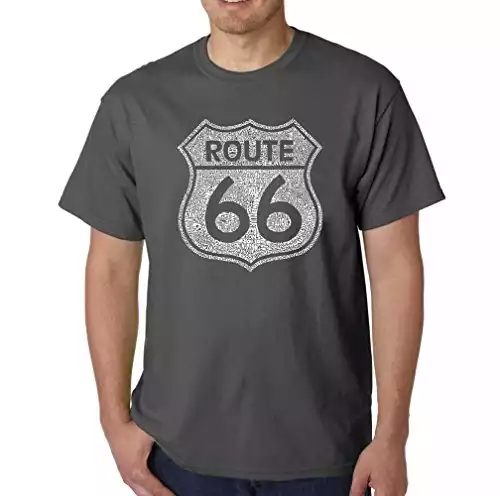 LA POP ART, Cities Along Route 66 - Men's T-Shirt Dark Grey, X-Large