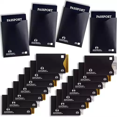 18 RFID Blocking Sleeves: 14 Credit Card & 4 Passport Protectors - Ultimate Identity Theft Protection for Men & Women, Smart Slim Design for Wallets/Purses